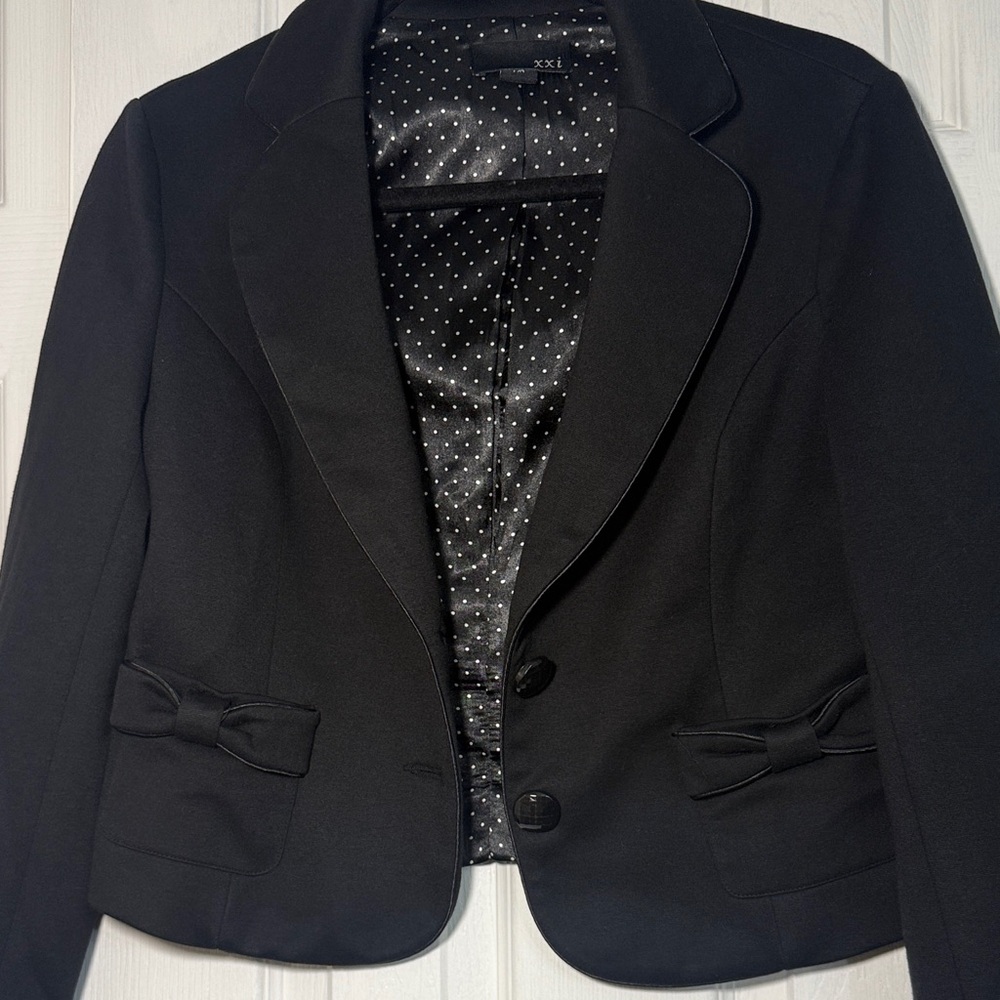 Forever 21 Black Blazer with Bow Accents